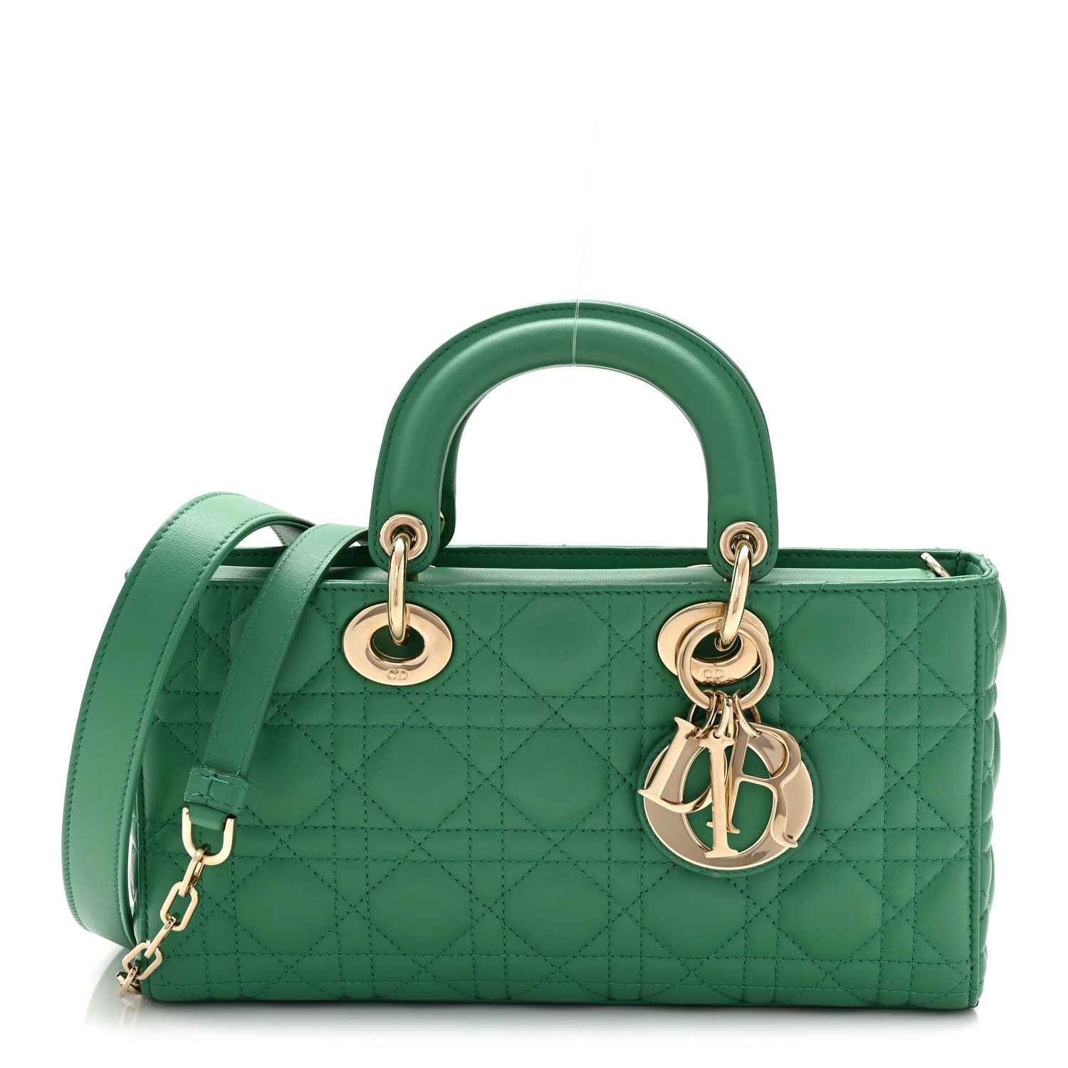 Christian Dior Lambskin Cannage Medium Lady D-Joy Green 1 of 11
