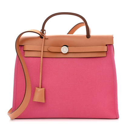 Hermes Vache Hunter Toile Herbag Zip 31 PM Rose Lipstick 3 of 13