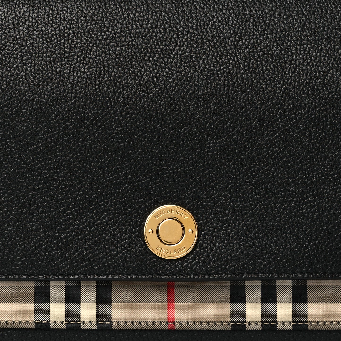Grainy Calfskin Vintage Check Note Crossbody Bag Black