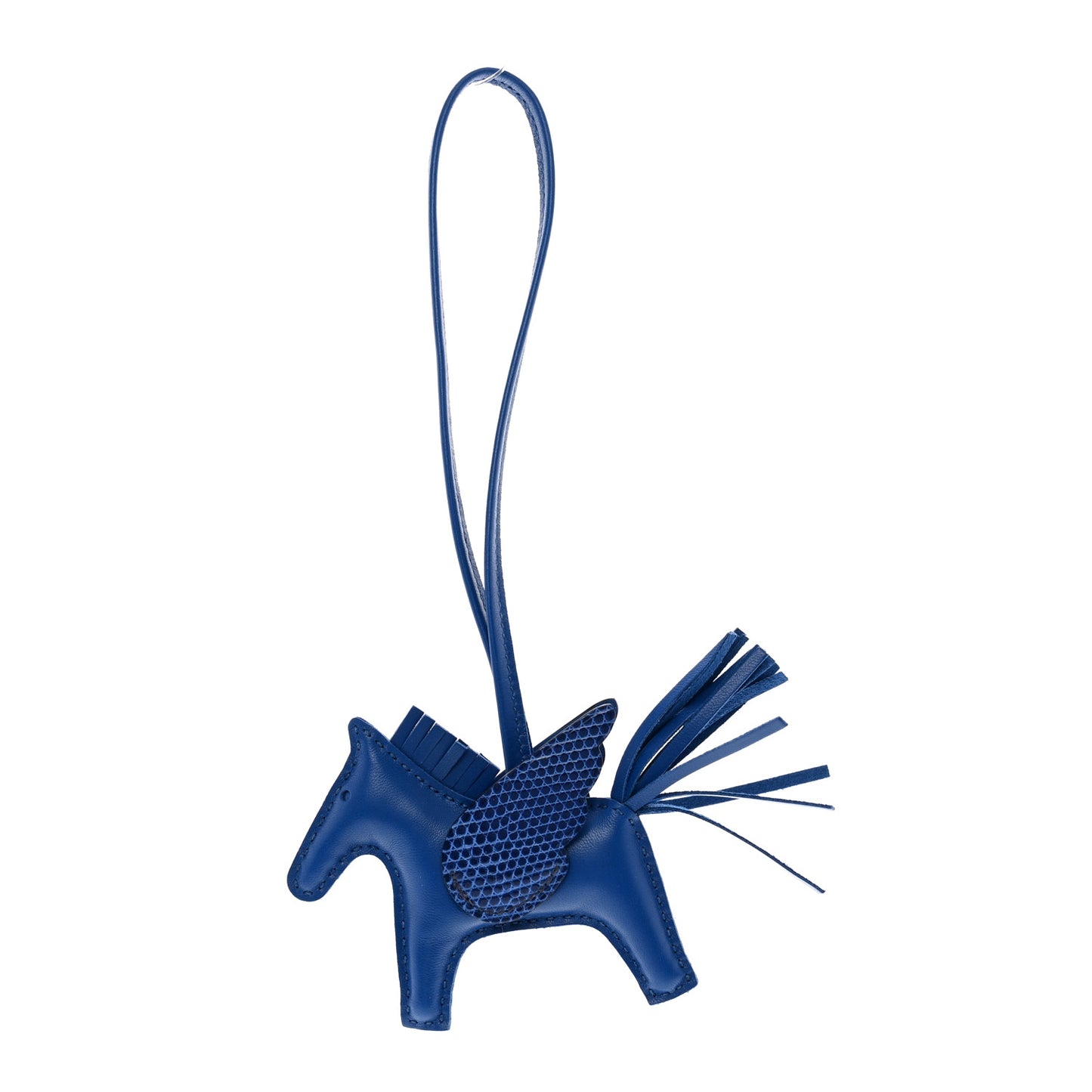 Milo Lambskin Lizard Touch Grigri Rodeo Pegase Horse Bag Charm PM Bleu France