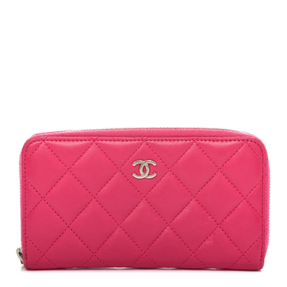 Chanel Lambskin Quilted Small Zip Around Wallet Pink 1 of 9