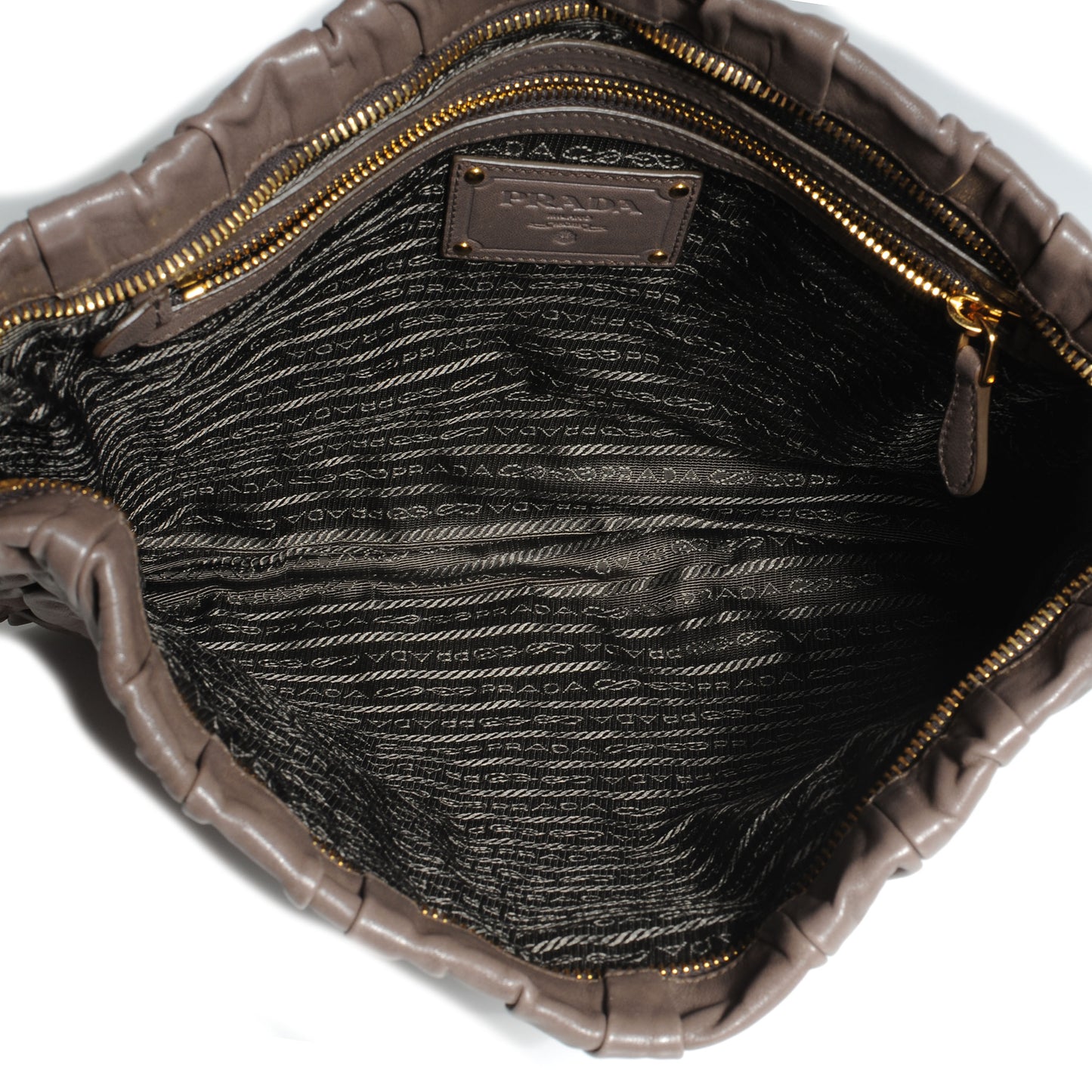 Nappa Dressy Gaufre Ruched Clutch Bambu