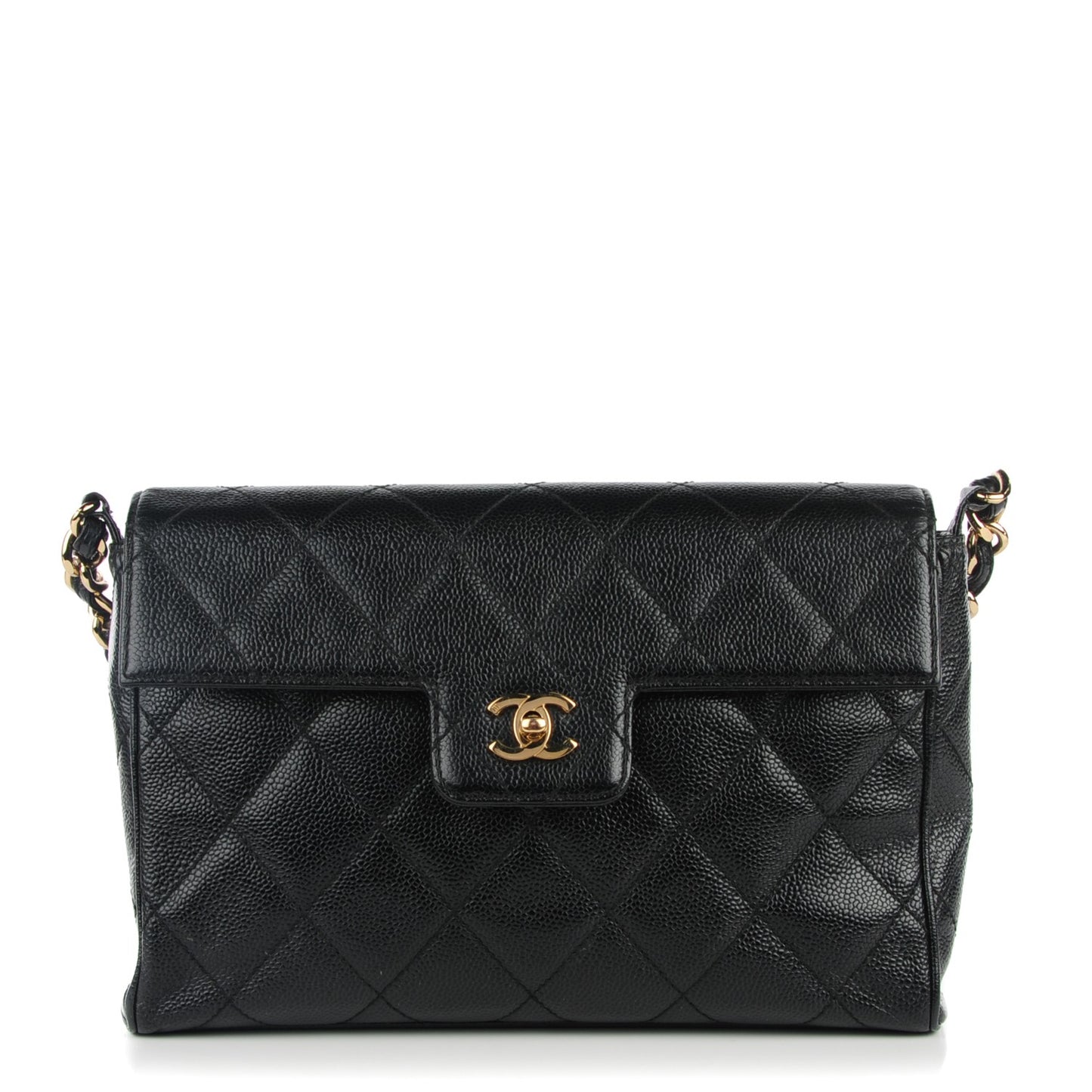 Caviar Quilted Single Flap Black