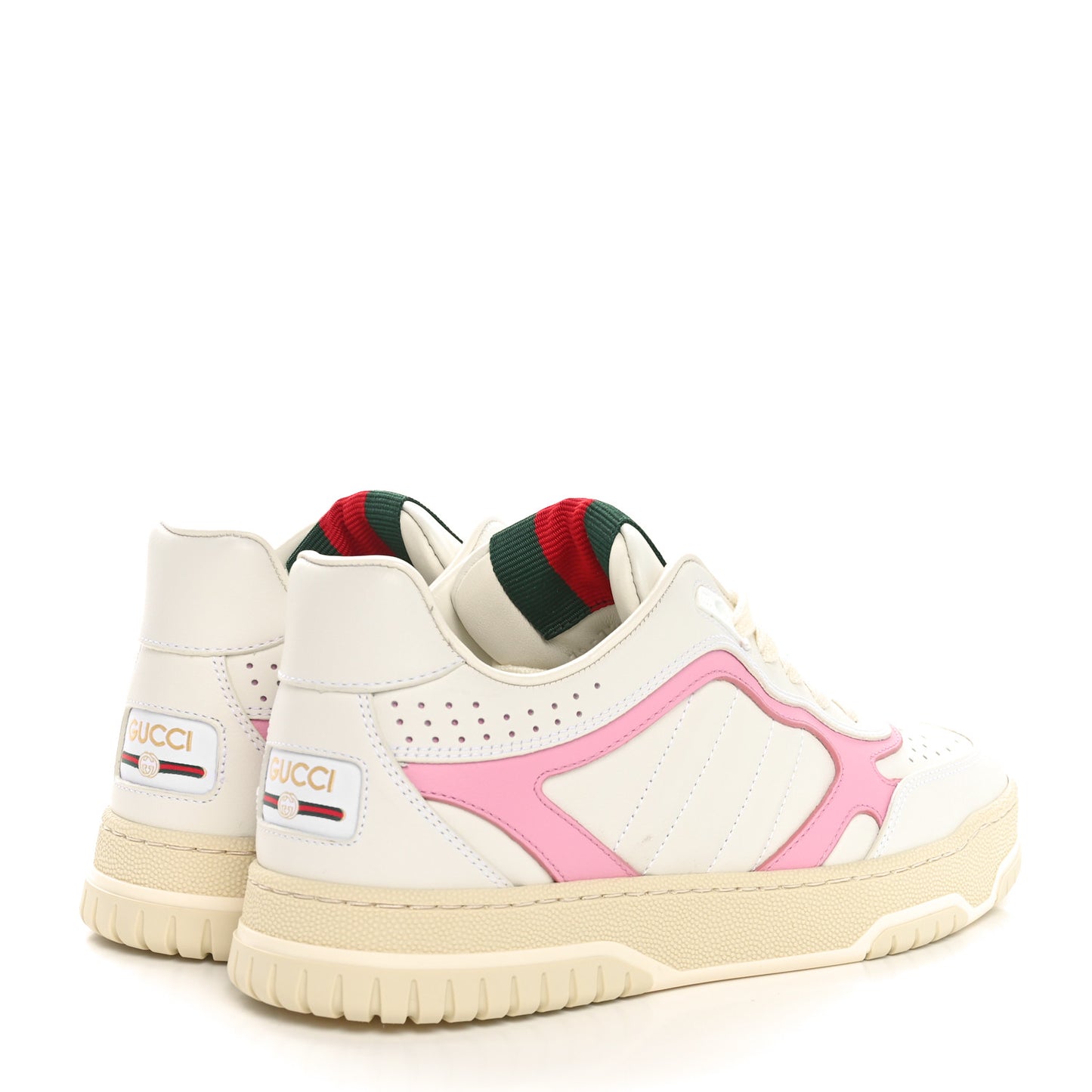 Calfskin Womens Re-Web Sneakers 36.5 White Pink