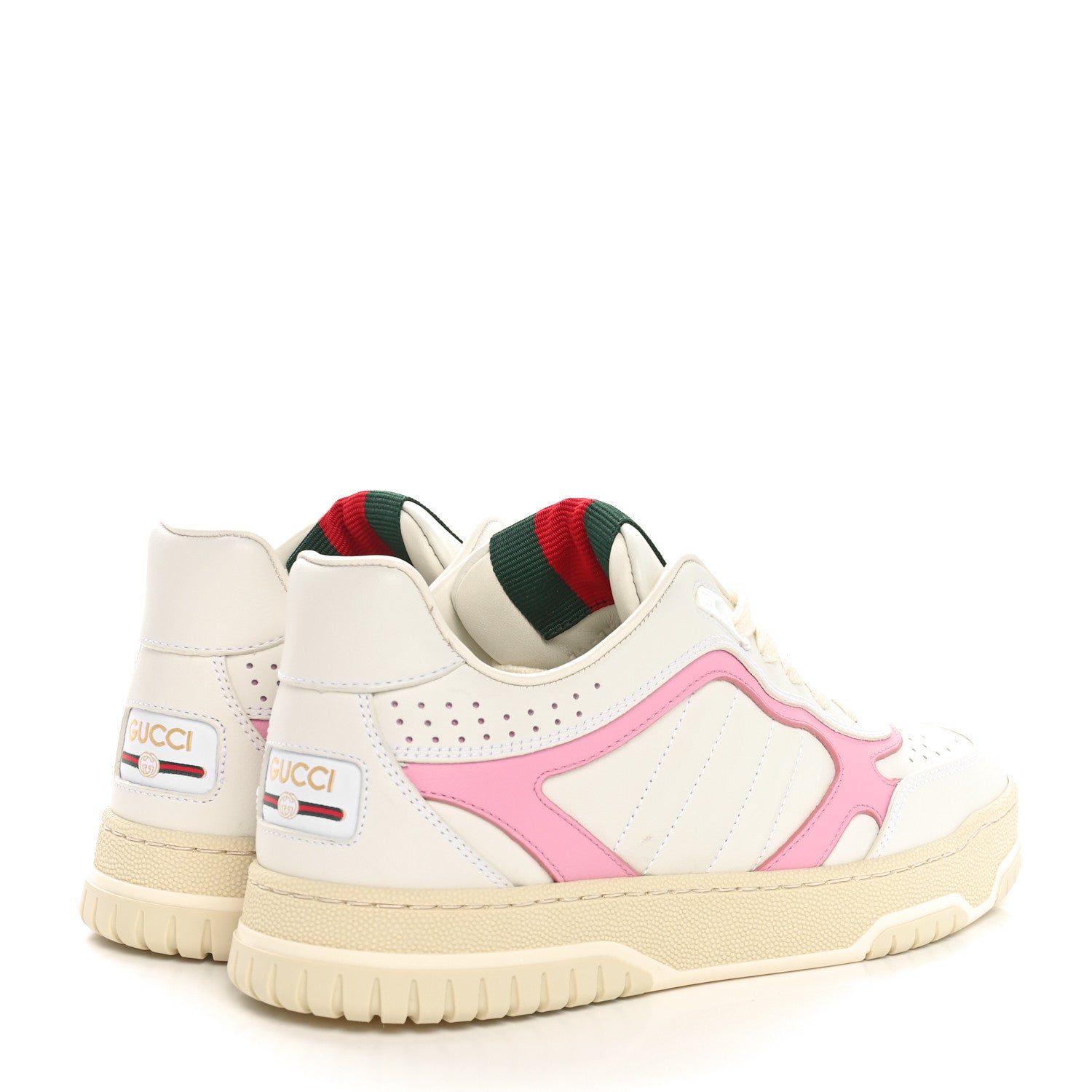 Gucci Calfskin Womens Re-Web Sneakers 36.5 White Pink 4 of 9