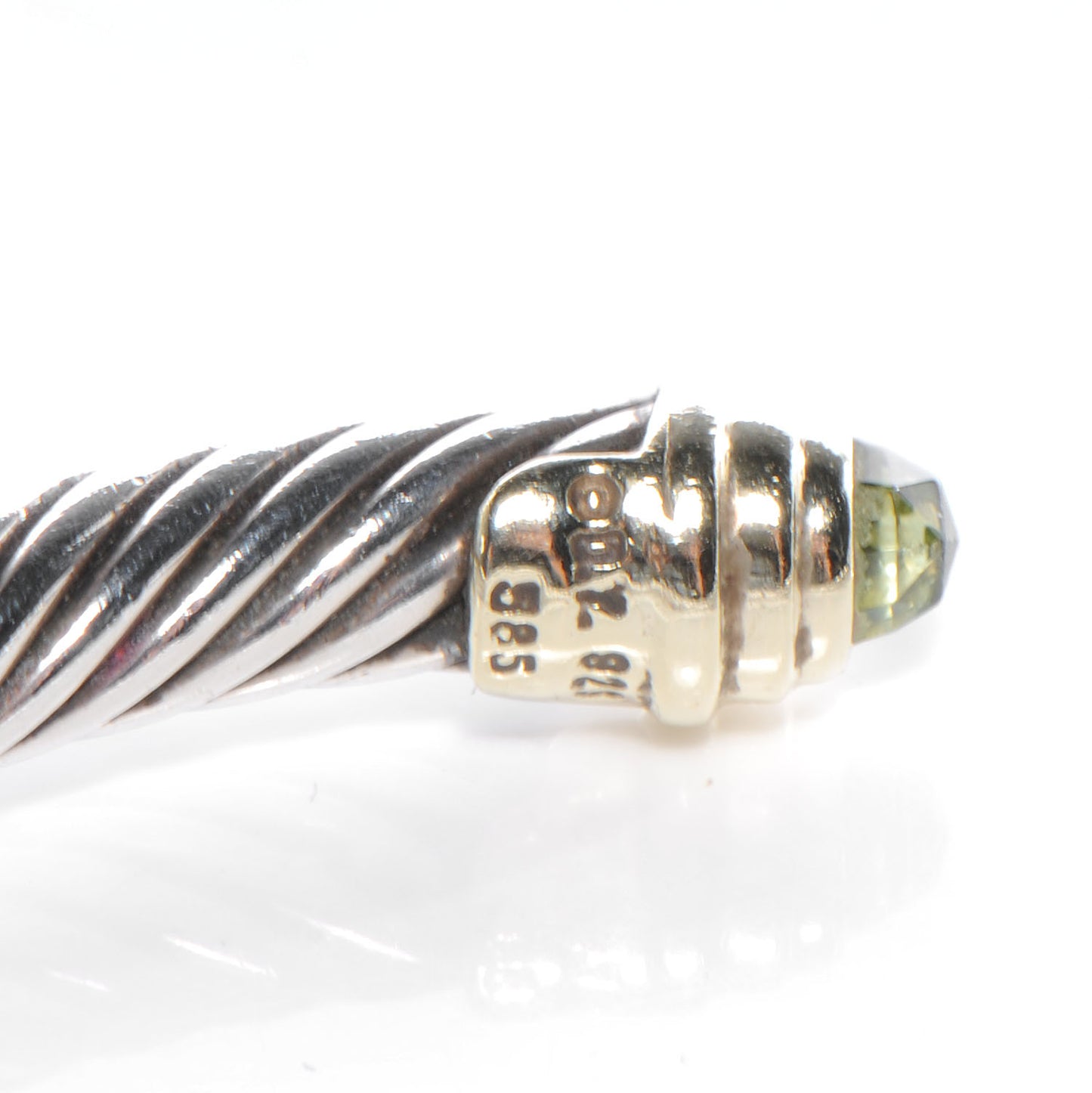Sterling Silver 14K Yellow Gold Peridot 5mm Cable Classics Bracelet