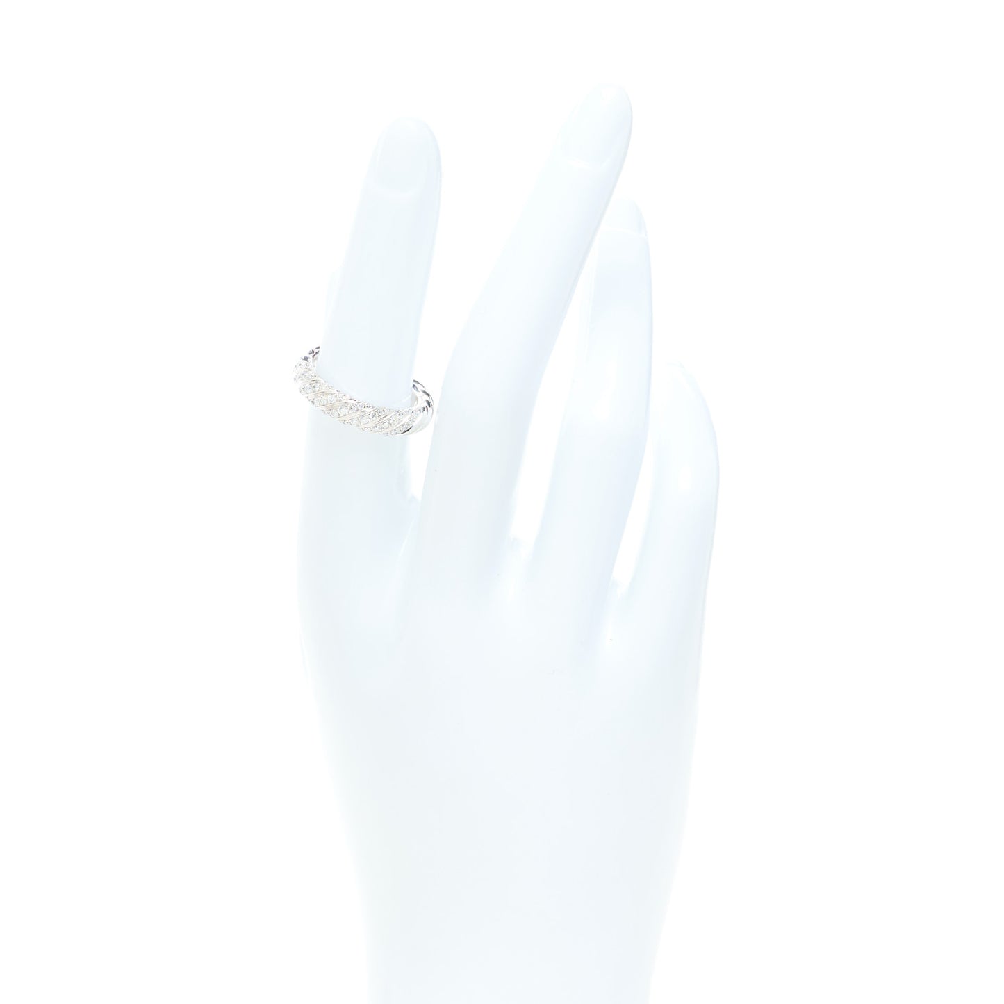 18K White Gold Diamond 4.6mm Sculpted Cable Band Ring 52 6