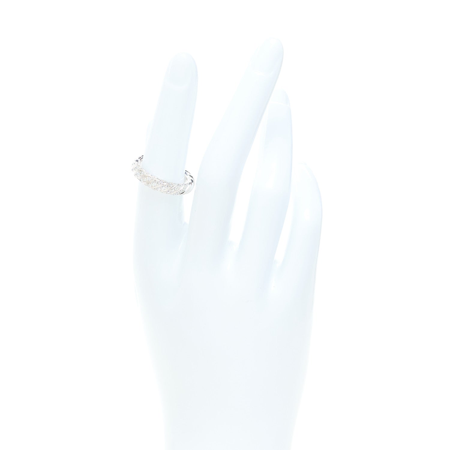 David Yurman 18K White Gold Diamond 4.6mm Sculpted Cable Band Ring 52 6 2 of 4