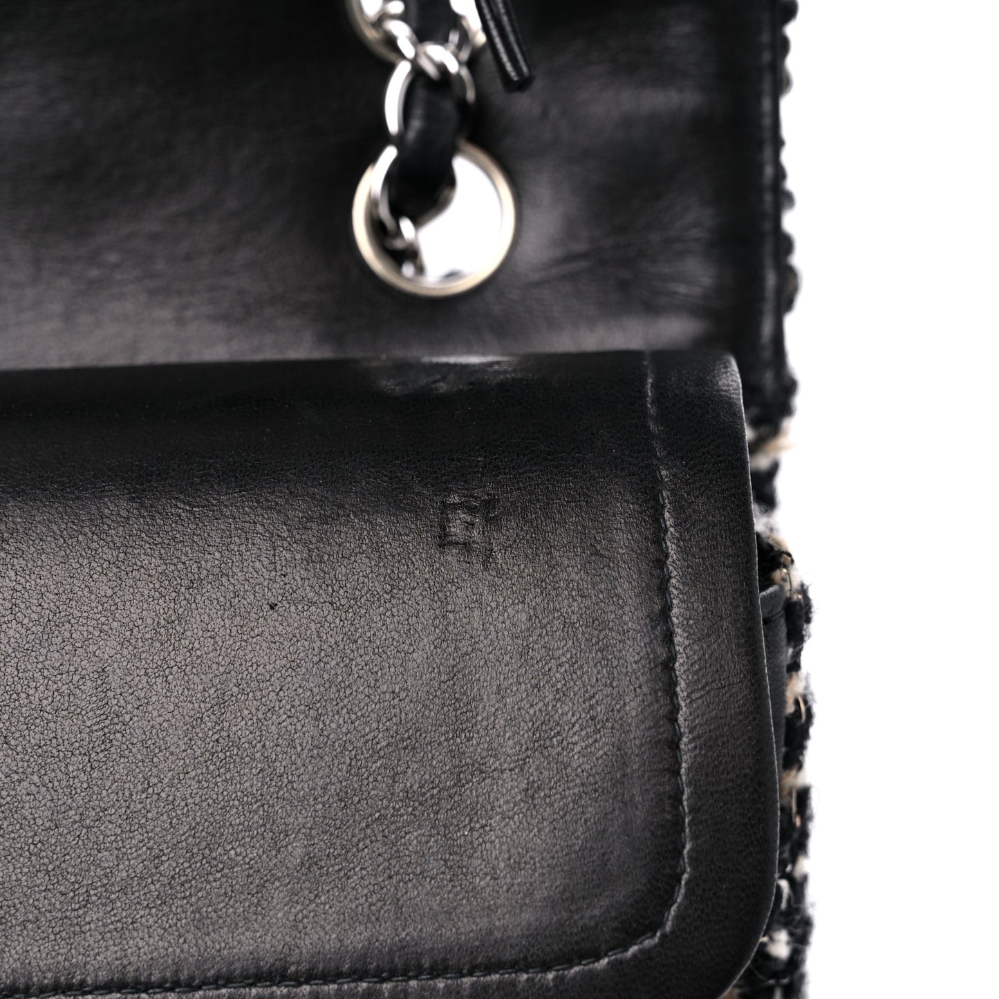 Tweed Quilted Medium Double Flap Black Multicolor