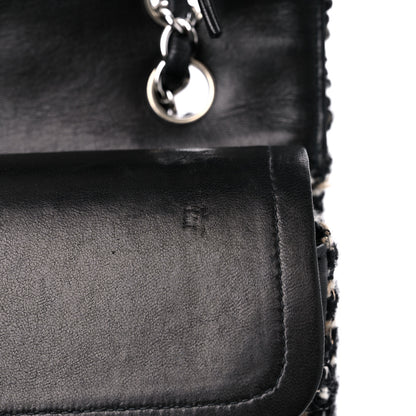 Chanel Tweed Quilted Medium Double Flap Black Multicolor 12 of 14