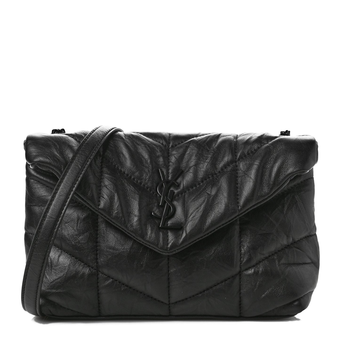 Quilted Mini Loulou Puffer Monogram Chain Satchel Black