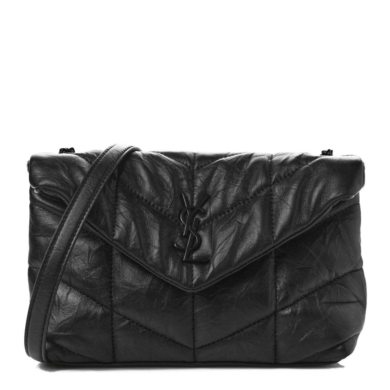 Saint Laurent Quilted Mini Loulou Puffer Monogram Chain Satchel Black 1 of 9