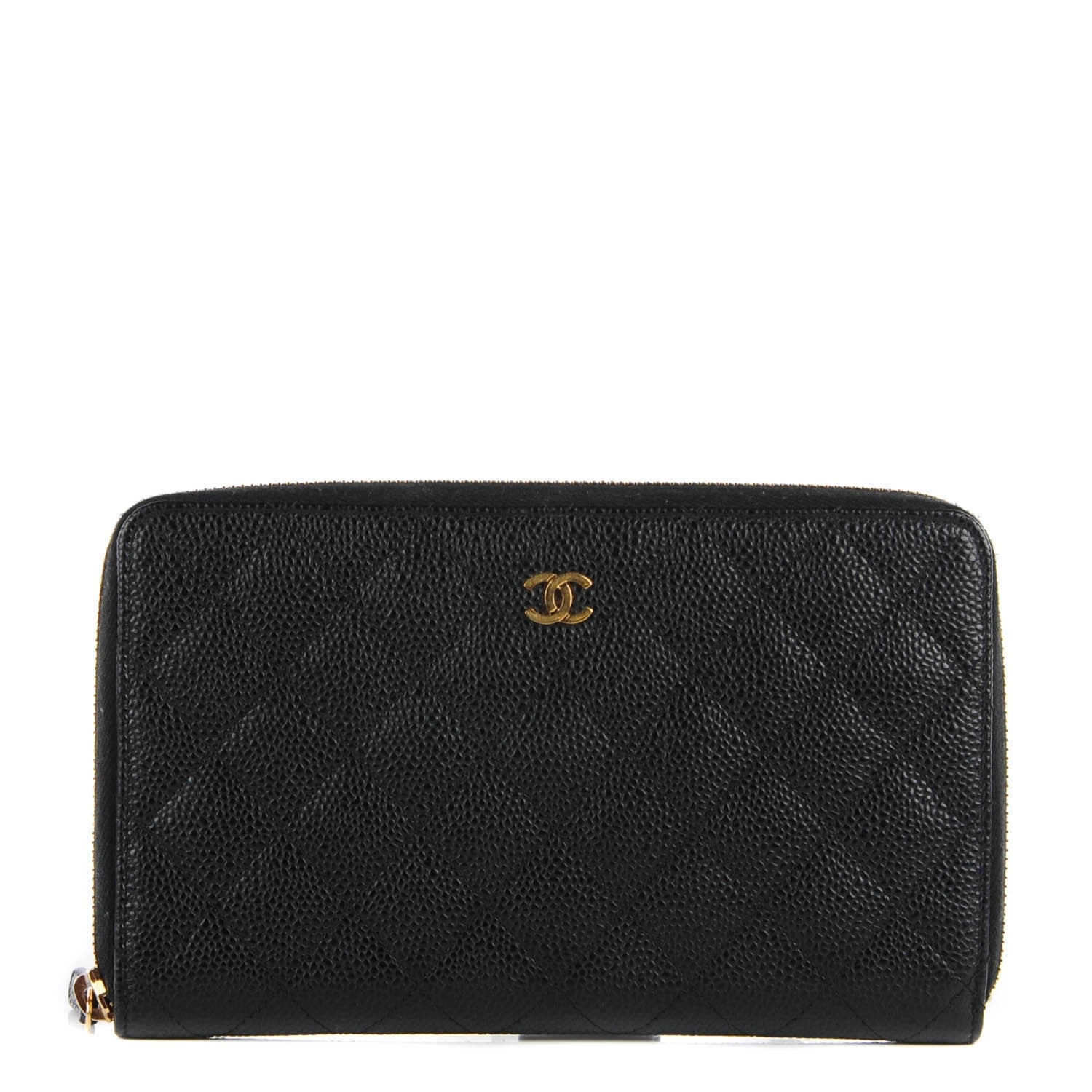 Chanel Caviar Quilted Large Zip Around Wallet Black 1 of 8