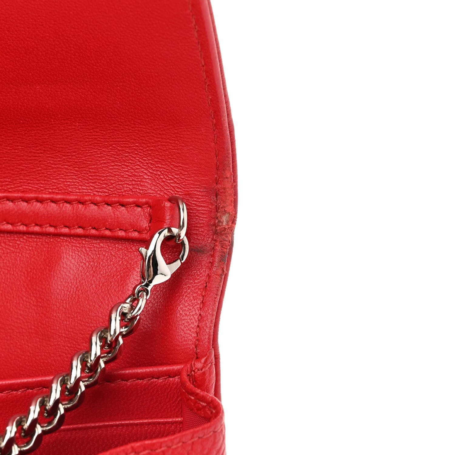 Christian Dior Grained Calfskin Diorama Croisiere Chain Wallet Red 11 of 14