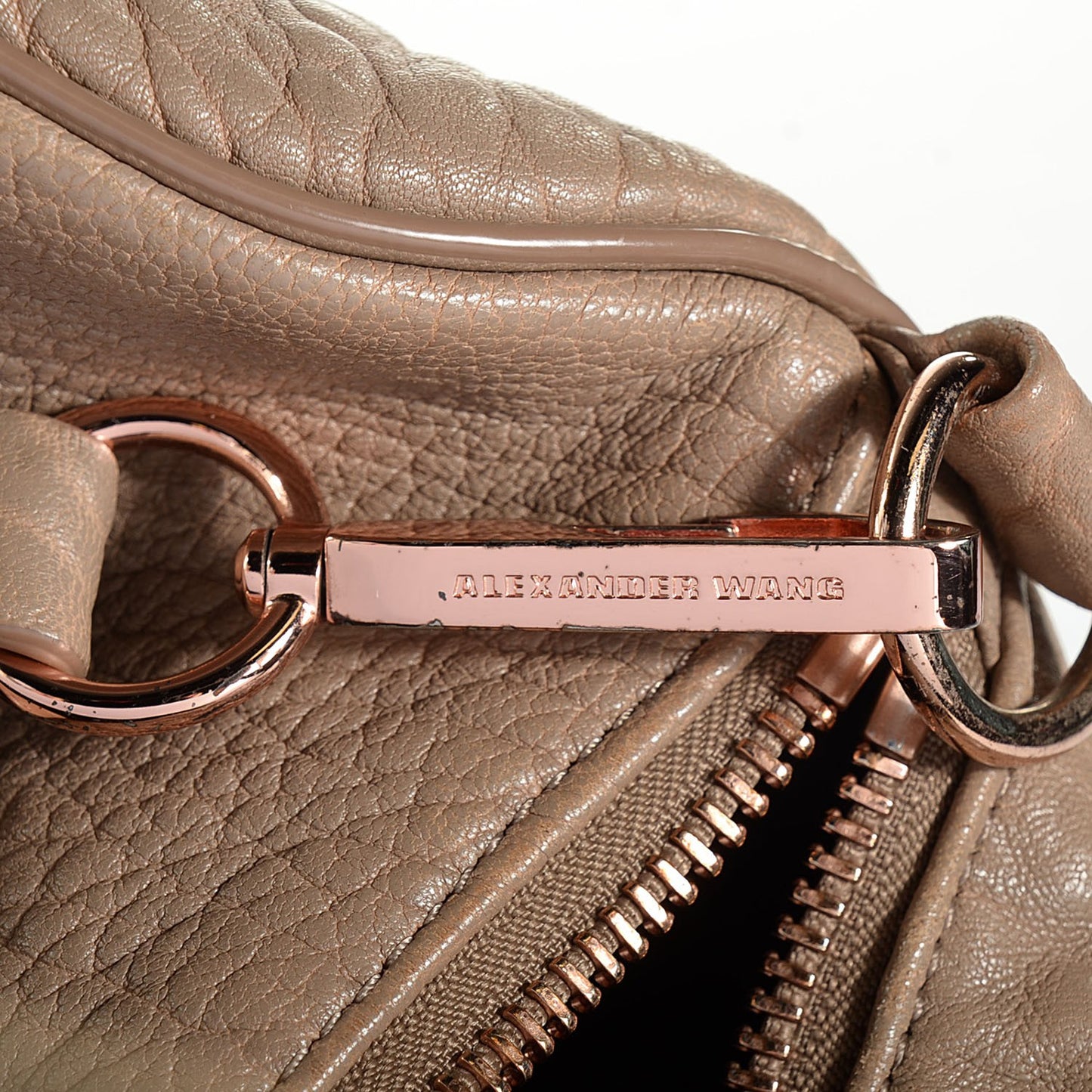 Pebbled Lambskin Rocco Latte Rose Gold Hardware