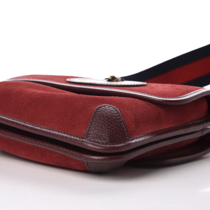 Gucci Suede Web Small Neo Vintage Double Flap Messenger Bag Romantic Cherry Chardonnay 7 of 16