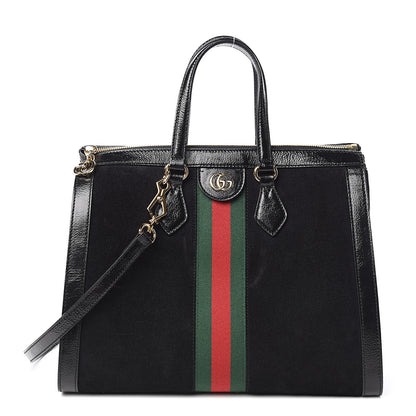 Gucci Suede Patent GG Web Medium Ophidia Tote Bag Black 1 of 10