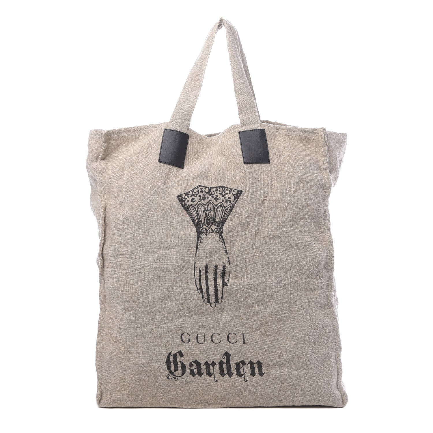 Gucci X JAYDE FISH Linen Hand Print Garden Tote Beige 1 of 12