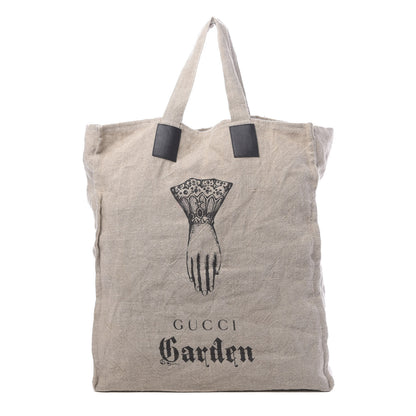 Gucci X JAYDE FISH Linen Hand Print Garden Tote Beige 1 of 12