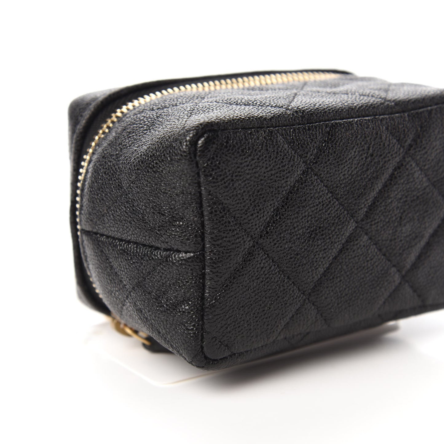 Caviar Quilted Mini Top Handle Vanity With Chain Black