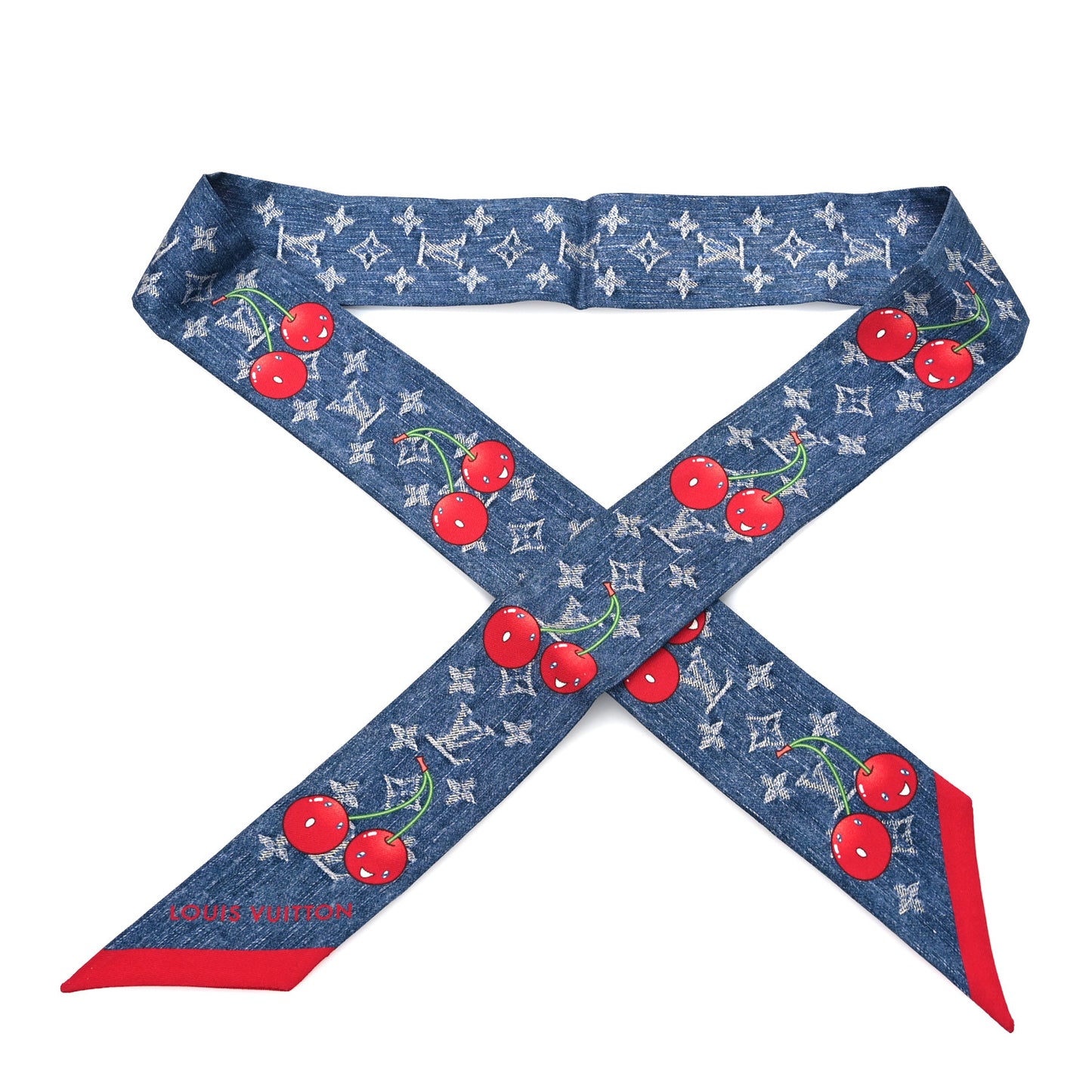 LV X TM Silk Monogram Cerises Bandeau Denim Blue