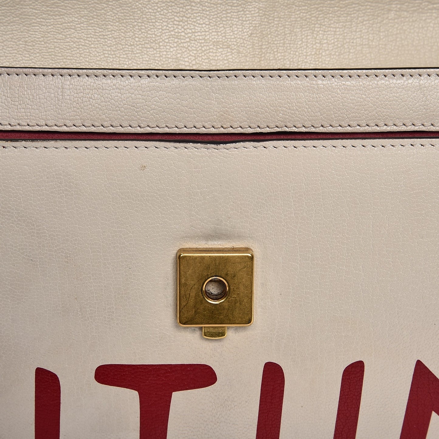 Calfskin Osiride Future Top Handle Bag Mystic White Hibiscus Red Black