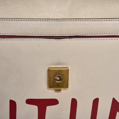 Gucci Calfskin Osiride Future Top Handle Bag Mystic White Hibiscus Red Black 15 of 16