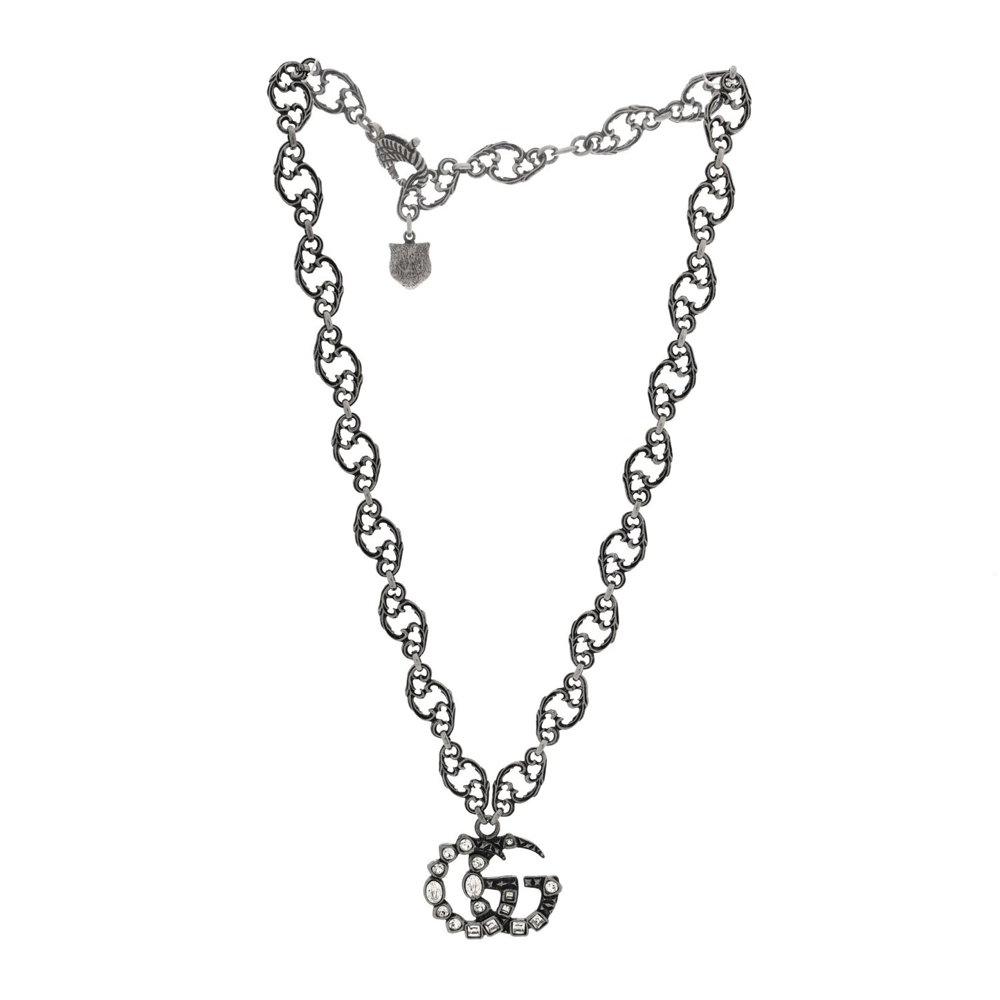 Metal Crystal Marmont Necklace Aged Silver