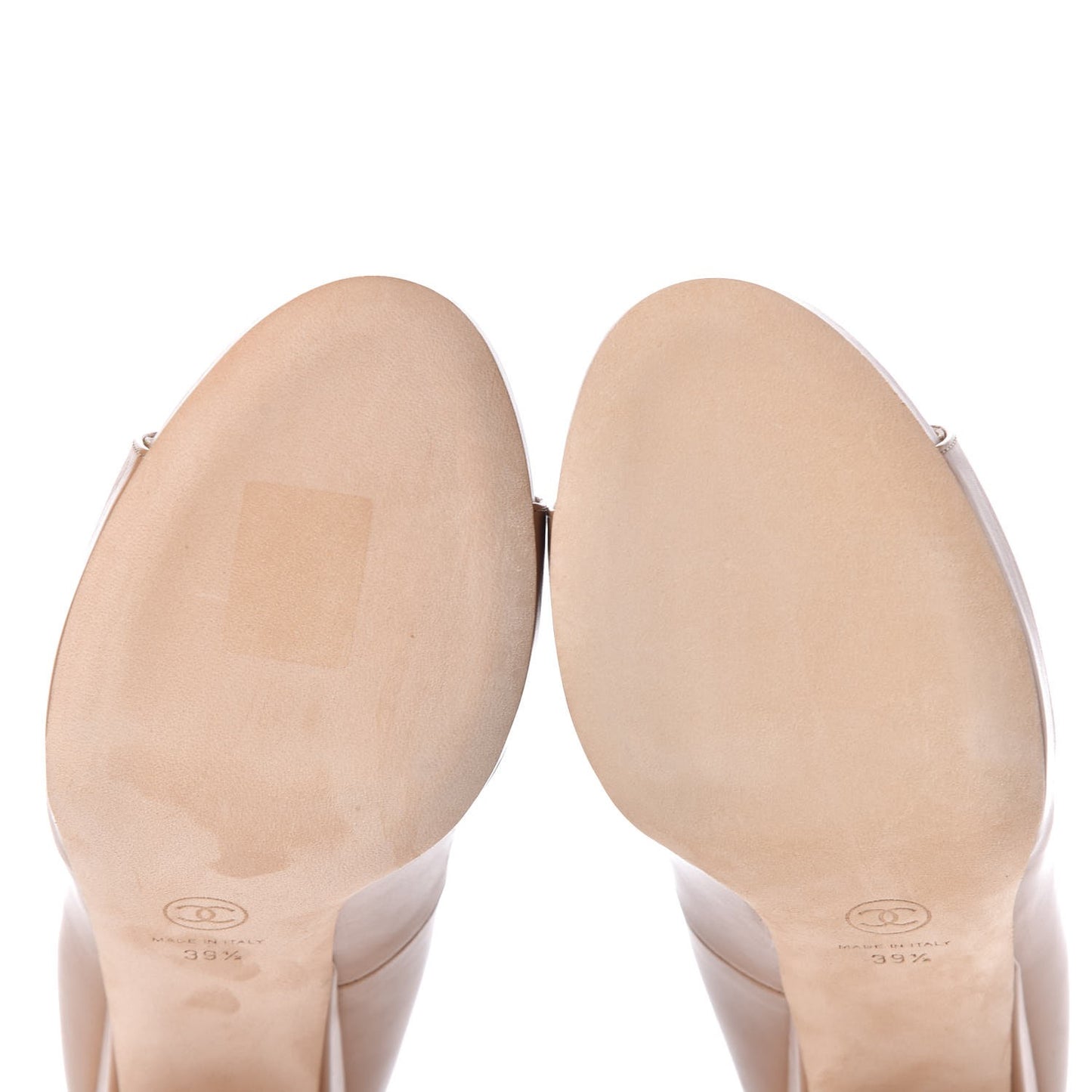Calfskin Cork Platform Open Toe Pumps 39.5 Beige