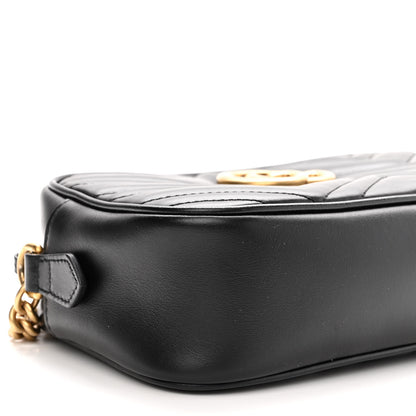 Gucci Calfskin Matelasse Small GG Marmont Chain Shoulder Bag Black 9 of 10