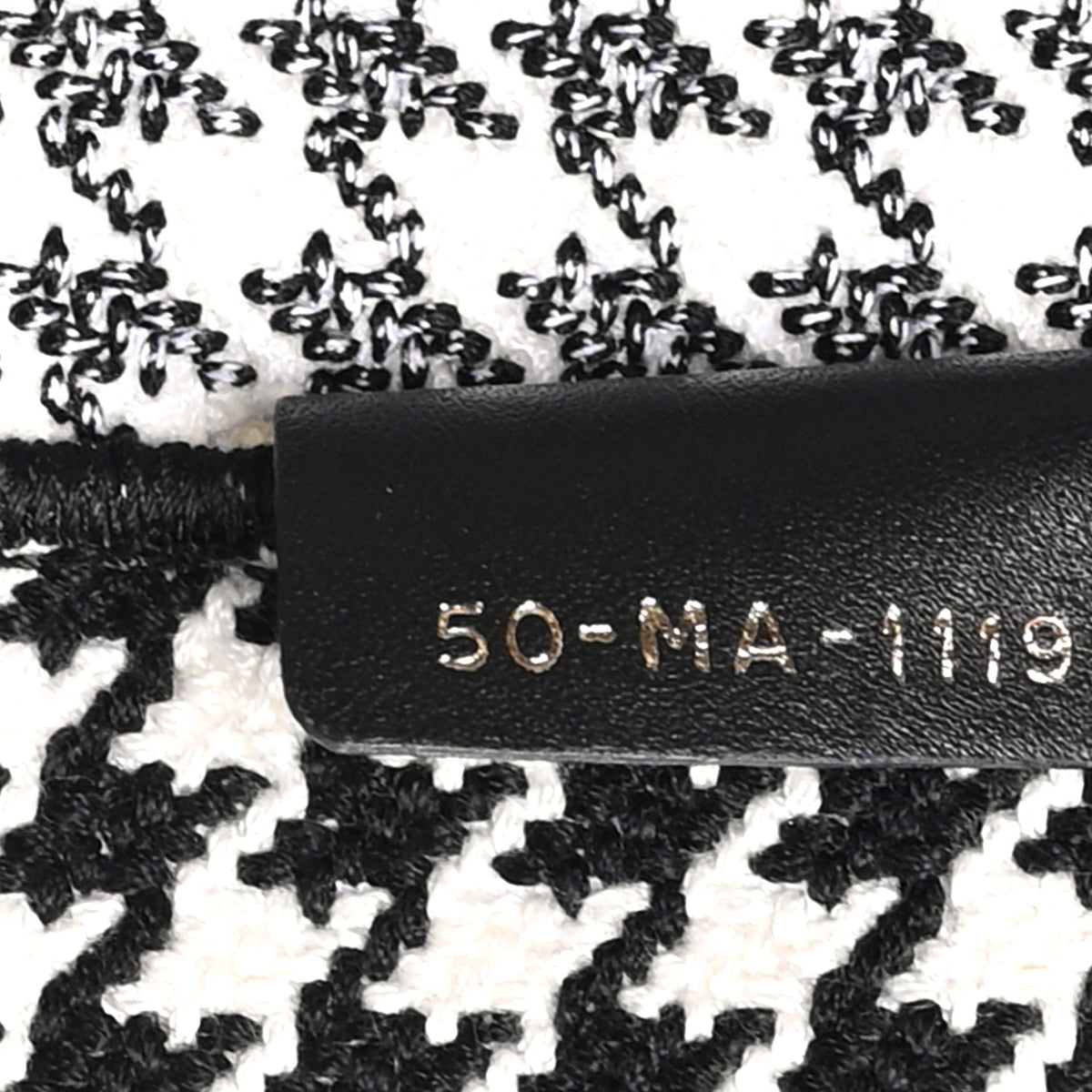 Christian Dior Canvas Houndstooth Embroidered Large Book Tote Black White 6 of 9