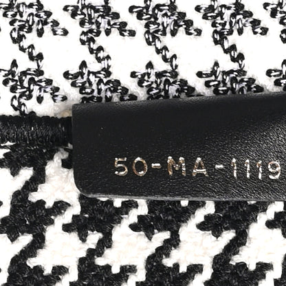 Christian Dior Canvas Houndstooth Embroidered Large Book Tote Black White 6 of 9
