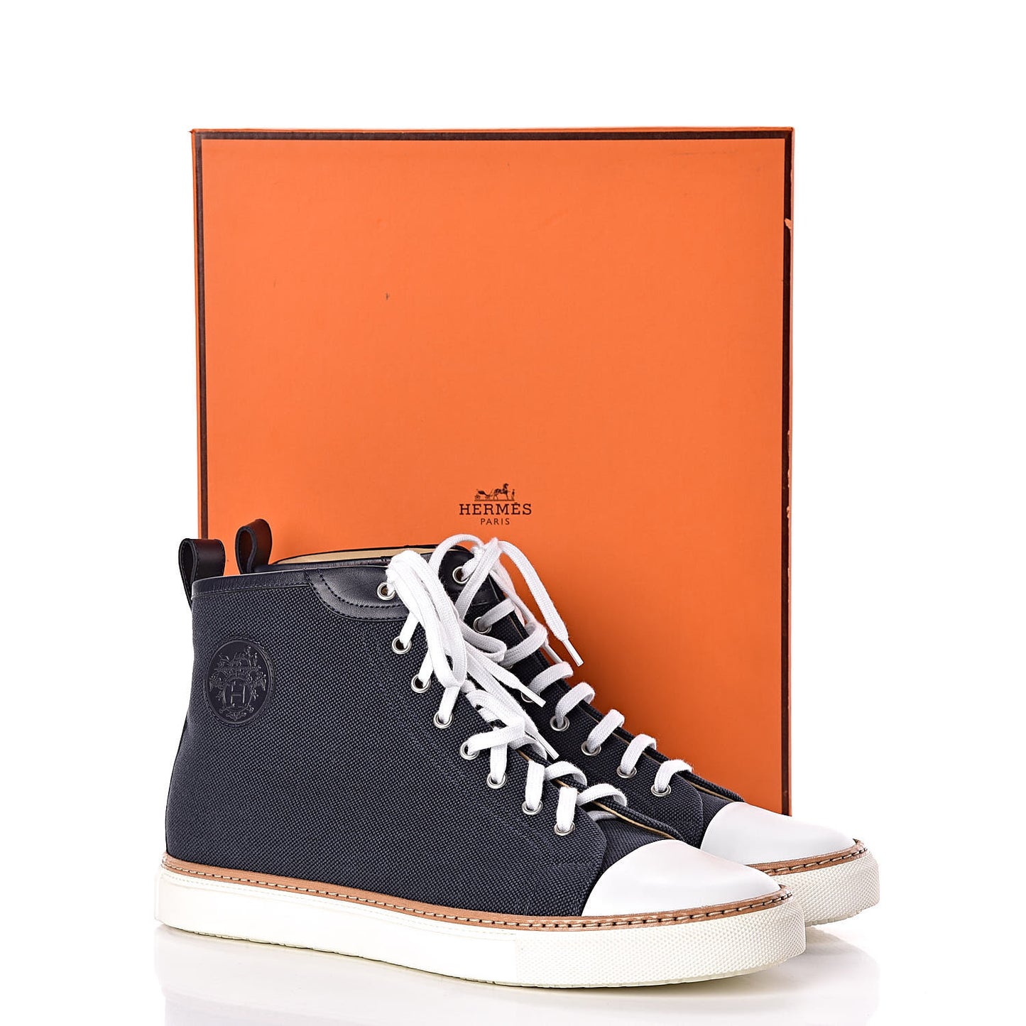Fabric Calfskin Mens Jimmy High Top Sneakers 43.5 Denim Fonce Marine