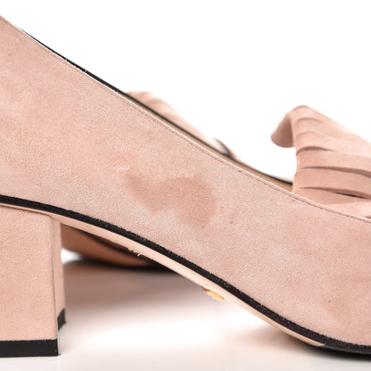 Gucci Kid Scamosciato GG Marmont Fringe 50mm Loafer Pumps 38.5 Crystal Pink 9 of 12