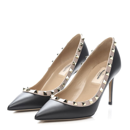 Valentino Garavani Calfskin Rockstud 85mm Pumps 36 Black Poudre 3 of 8