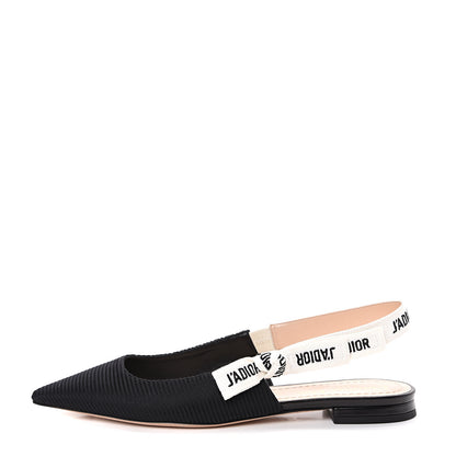 Christian Dior Technical Canvas Ribbon J'Adior Slingback Ballet Flats 37 Black 1 of 8