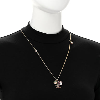 Chanel Enamel Pearl CC Ladybug Necklace Gold Pink 2 of 5