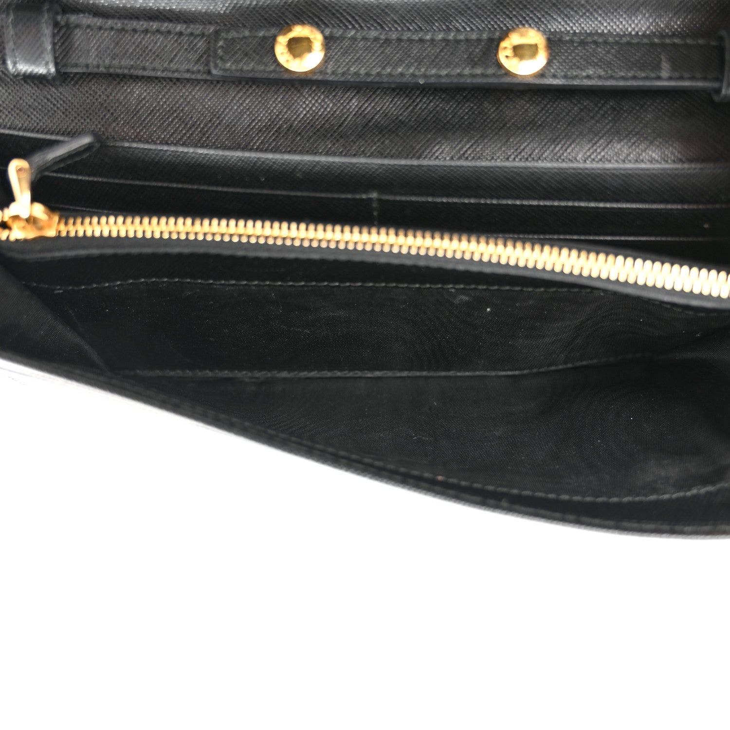 Prada Saffiano Metal Oro Chain Wallet Black 5 of 11