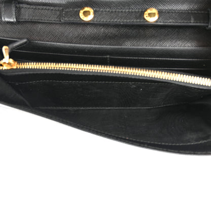 Prada Saffiano Metal Oro Chain Wallet Black 5 of 11