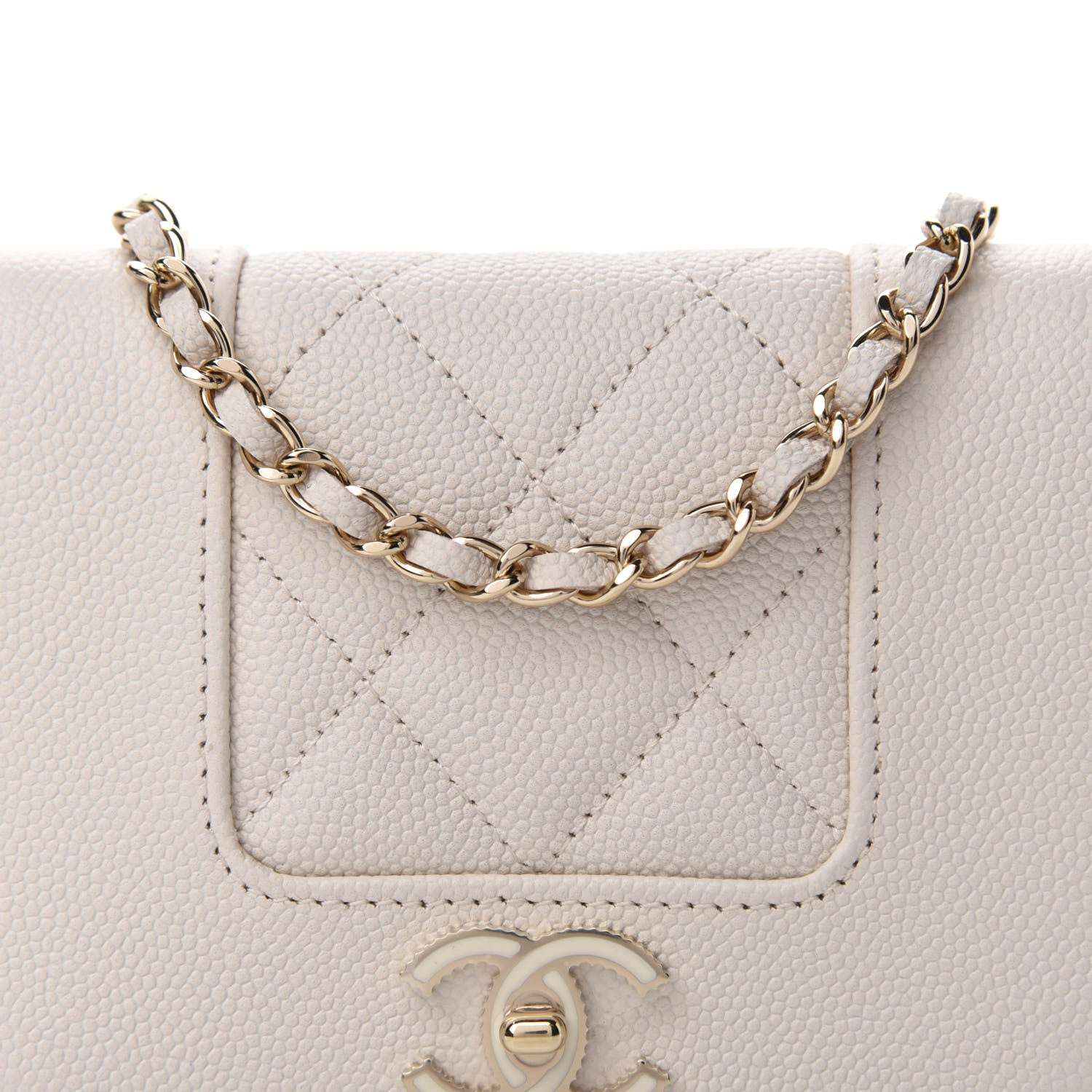 Chanel Caviar Quilted Vintage Mademoiselle Card Holder On Chain White 11 of 11