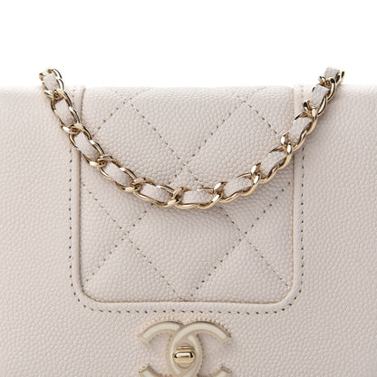 Chanel Caviar Quilted Vintage Mademoiselle Card Holder On Chain White 11 of 11