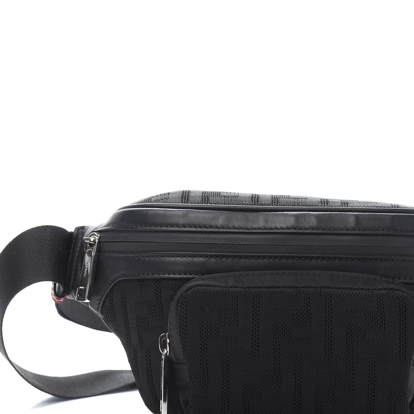 Neoprene Mesh Vitello Grace FF Pocket Belt Bag Black