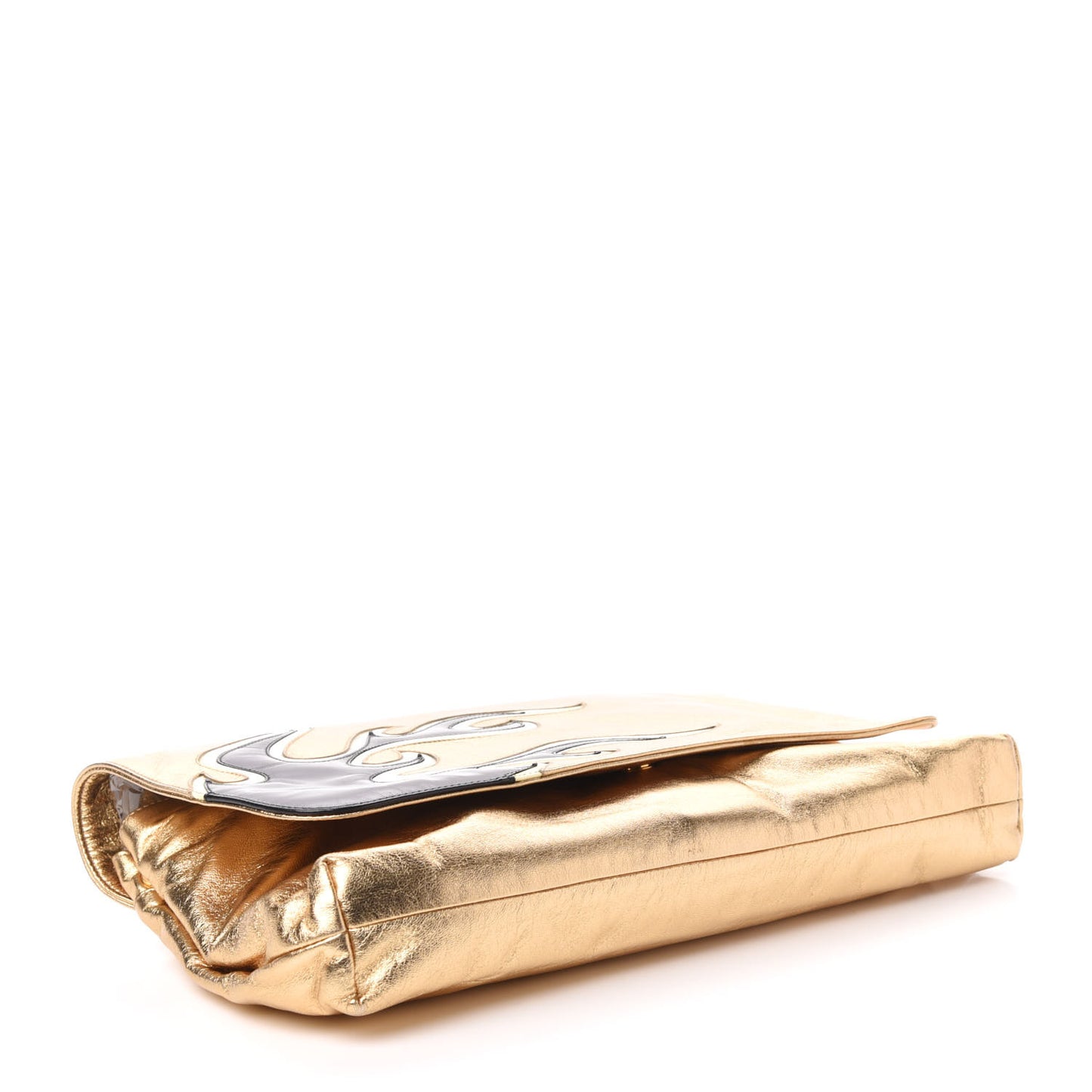 Nappa Flame Flap Clutch Platino
