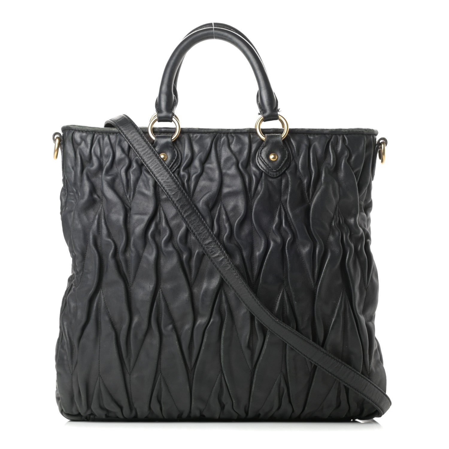 Miu Miu Nappa Matelasse Tote Black 1 of 23