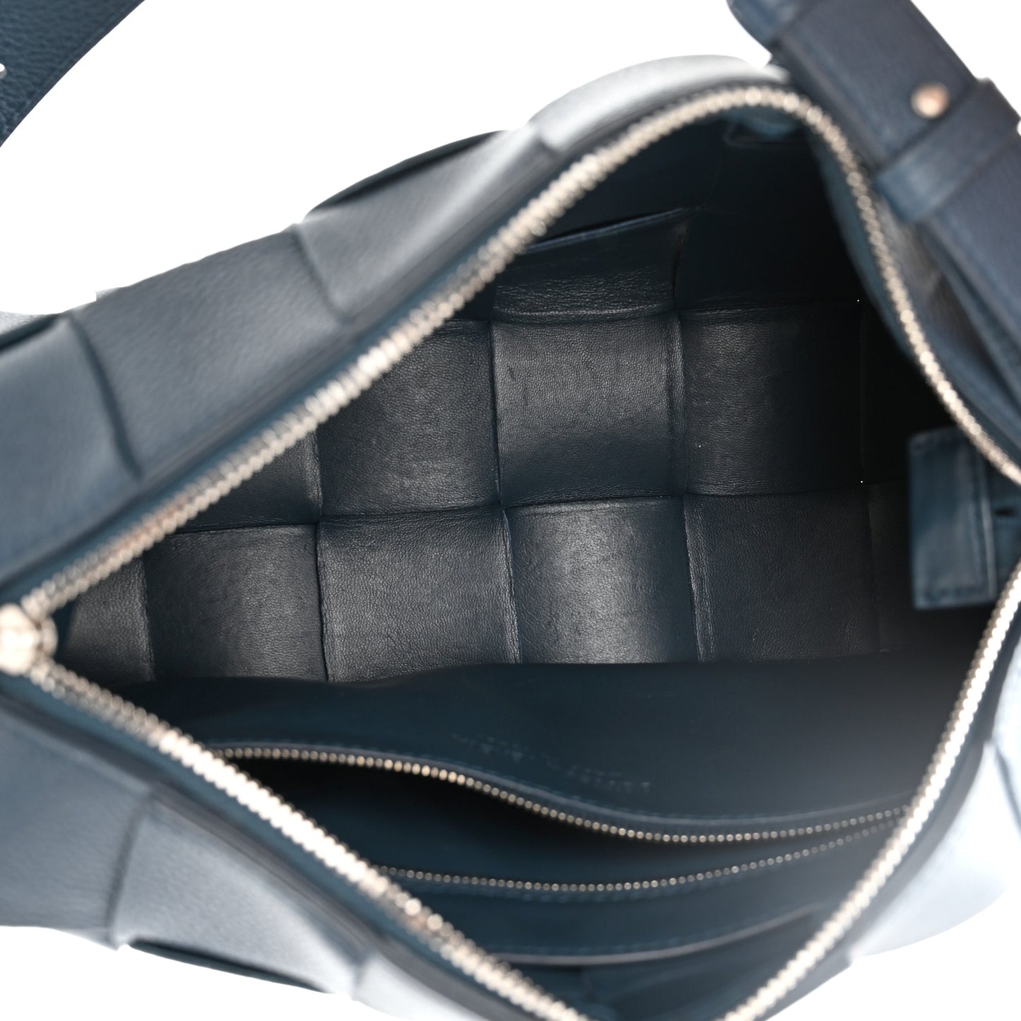 Grained Calfskin Maxi Intrecciato Brick Cassette Bag Deep Blue