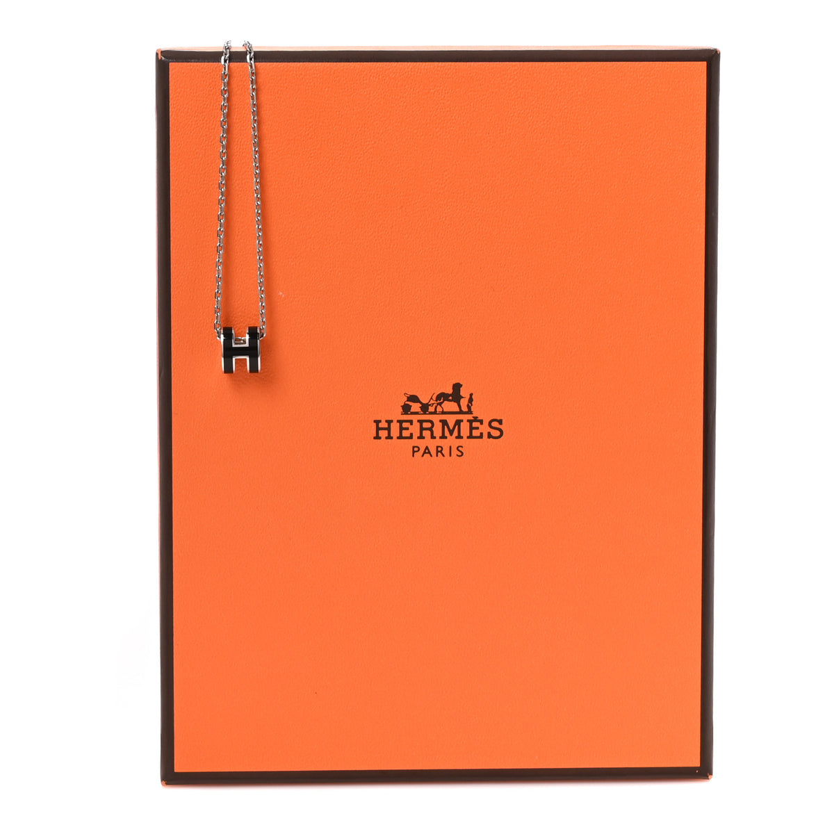 Lacquered Palladium Mini Pop H Pendant Necklace Black