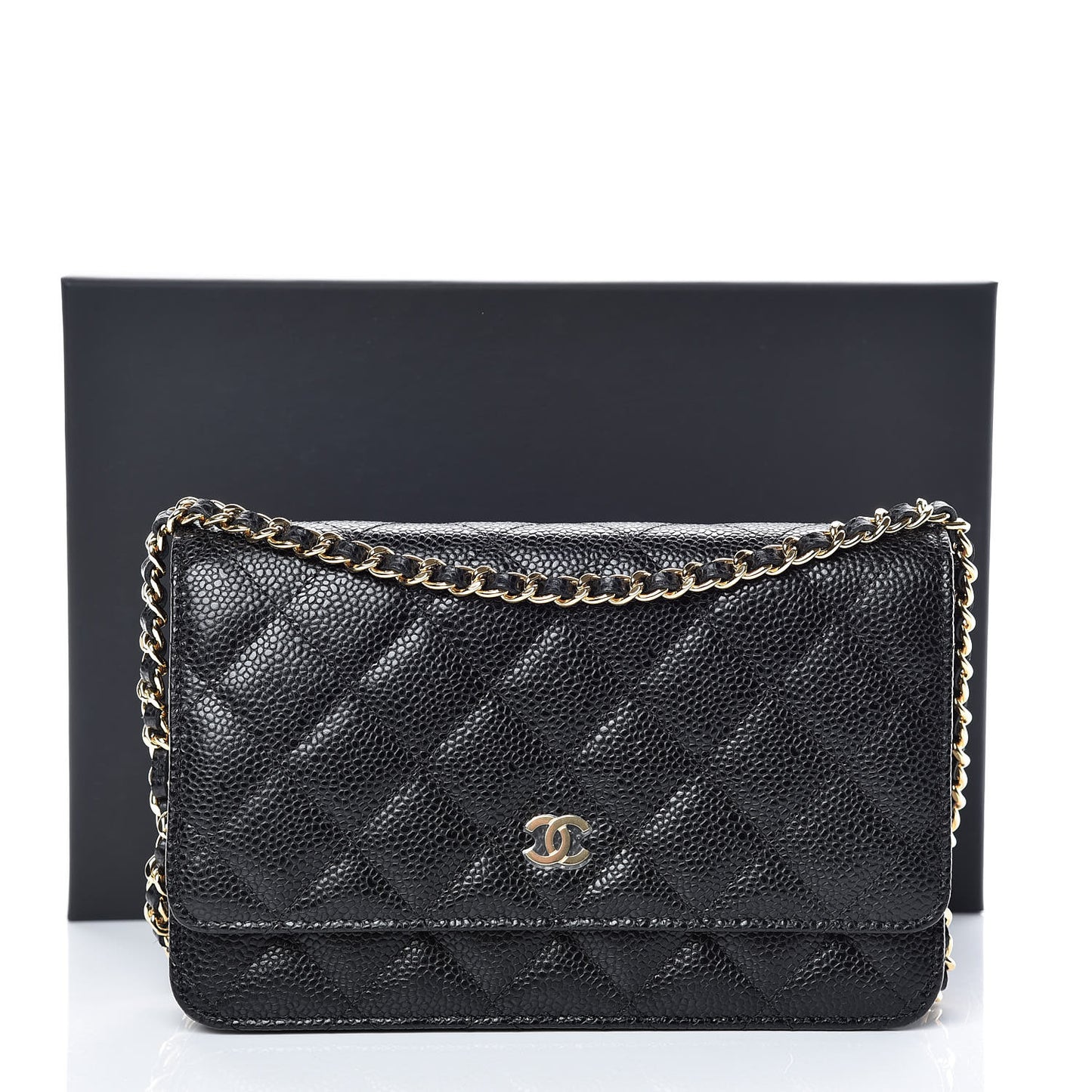 Caviar Quilted Wallet On Chain WOC Black