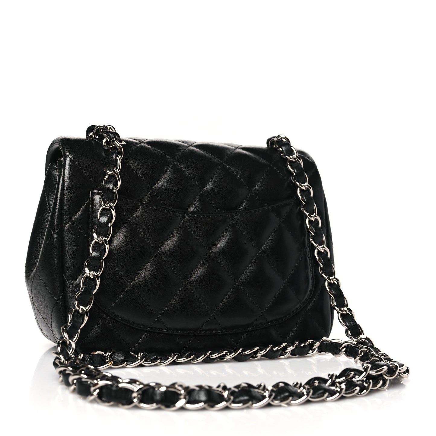 Lambskin Quilted Mini Square Flap Black