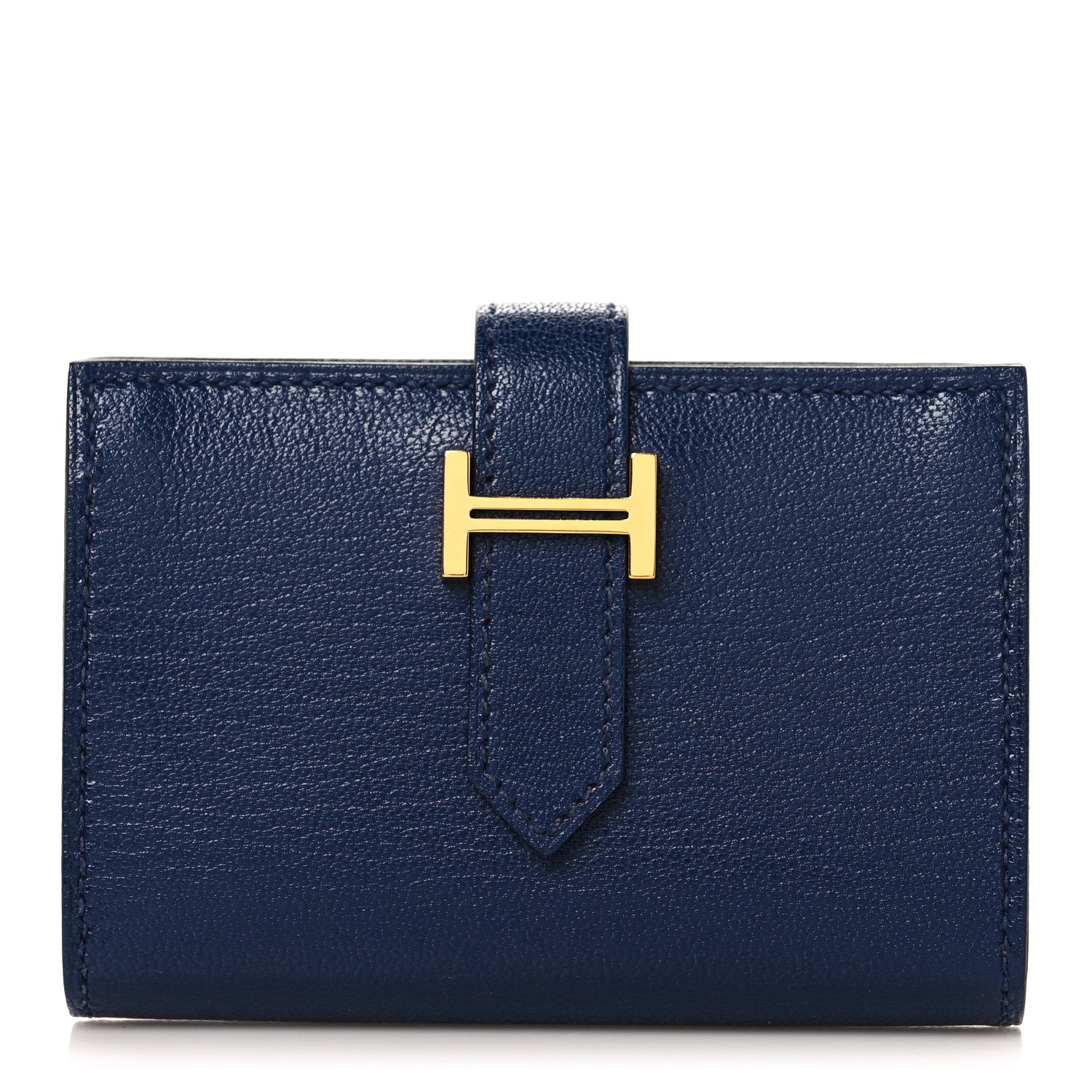 Hermes Chevre Mysore Mini Bearn Wallet Bleu Saphir 1 of 9