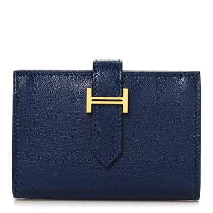 Hermes Chevre Mysore Mini Bearn Wallet Bleu Saphir 1 of 9